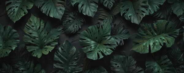 Intricate black & deep green exotic leaf pattern  Dramatic, stylish, moody , deco, luxury