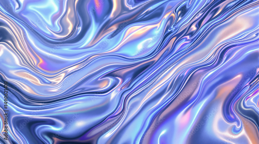 Aufkleber celestial swirls: a captivating abstract composition with iridescent liquid metal in a swirl pattern