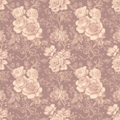 Seamless Vintage Floral Pattern in Soft Muted Colors. Baroque and Victorian-Inspired Romantic Design, For Wallpapers, Fabrics, and Luxury Packaging