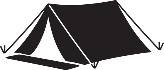 Simple Black Silhouette of a Camping Tent Icon