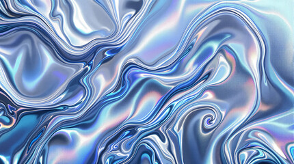 Obraz premium Liquid Flow: A close-up shot showcases the mesmerizing dance of liquid forms, with a blend of metallic blue and white hues creating a fluid and dynamic visual experience.
