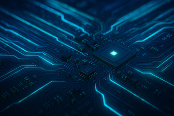 Fototapeta premium electronic circuit board. abstract computer technology background, futuristic business data modern concept. 
