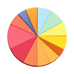 Fototapeta premium A colorful pie chart divided into twelve vibrant segments, each in a different shade.
