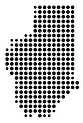 Symbol Map Of the County Hancock (Mississippi, US) showing the County with a few black dots