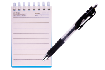 pen and notebook isolated on white, transparent background. png image