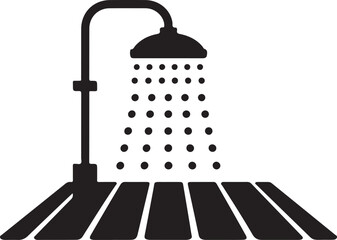 Outdoor Shower Icon on Striped Deck Surface