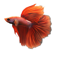 Fototapeta premium Vibrant Red Betta Fish with Flowing Fins on Transparent Background