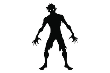 Shadow of the Undead: A stark silhouette of a zombie creature with glowing eyes looms menacingly, creating a haunting and suspenseful visual.