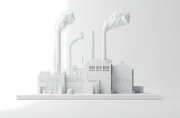 Obraz premium 3D Model of a White Factory Building