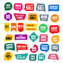 colorful retail sale label banner sticker collection