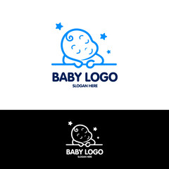 minimalist sleeping baby logo abstract