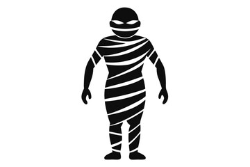Mummy Icon: A spooky mummy icon, perfect for Halloween or spooky themed designs.  This simple yet effective black and white illustration is ideal for various digital and print projects. 