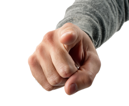 Hand gesture indicating direction with finger pointing forward, cut out transparent - Powered by Adobe