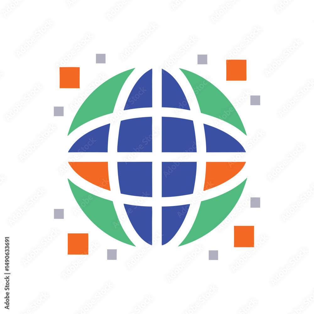 Aufkleber modern technology dynamic globe vector design.