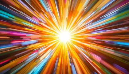 Obraz premium Abstract colorful light trails radiating from a central point