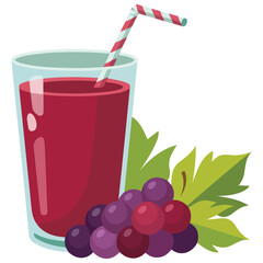 Grape juice with fresh fruit isolated vector illustration