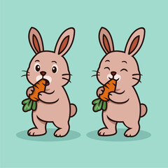 a set of cute rabbit illustrations,