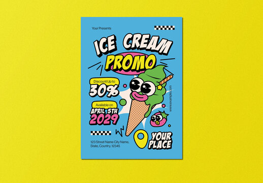 Blue Playful Ice Cream Promo Flyer Layout