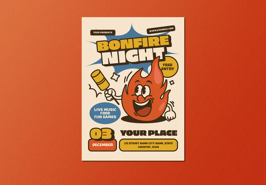 Cream and Red Retro Vintage Bonfire Night Flyer Layout