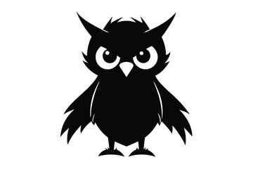 Obraz premium Wise Owl Silhouette: A striking, minimalistic portrayal of an owl in silhouette, highlighting its iconic features of intelligence and wisdom.