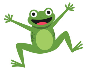 Fototapeta premium Happy Cartoon Frog Jumping with Joy in a Colorful and Playful Style