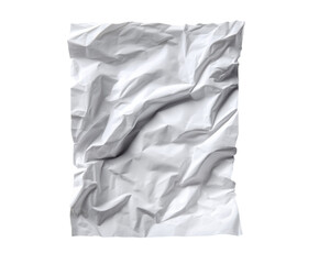 Obraz premium Crumpled white paper texture for creative design projects, cut out transparent