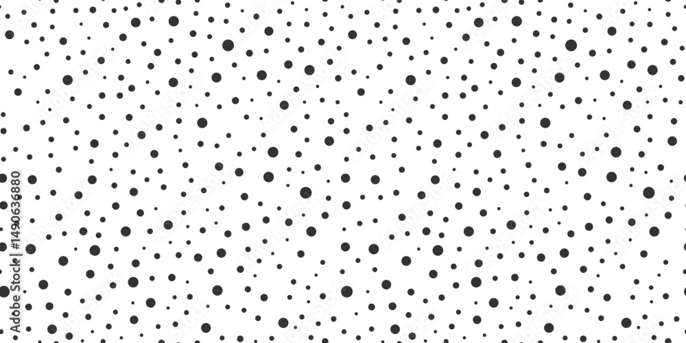 Poster modern black and white dotted seamless pattern. random scattered circle dots in different sizes. abs