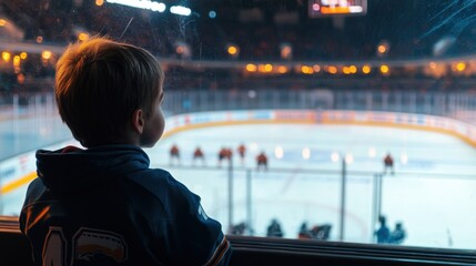 Child watching hockey game