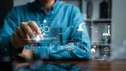Digital Transformation and Digitalization Technology concept on Abstract Background. IoT,...