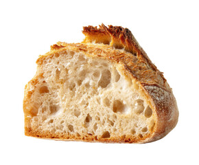 Freshly baked sourdough bread slice for culinary delight, cut out transparent