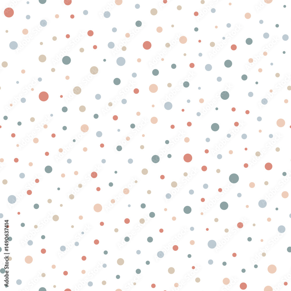Poster confetti seamless pattern of scattered dots in various sizes. cute background in minimalist style. p