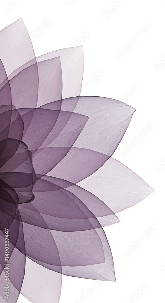 Poster abstract flower petals transparent overlapping gradient digital art vertical background design