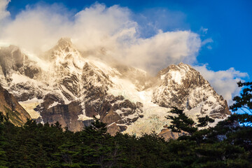 Impressive morning light on a hike up to Mirador Frances and Brittanico in Torres Del Paine national park, Patagonia, Chile.