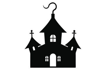 Haunted House Silhouette: A dark, mysterious silhouette of a haunted house, a symbol of spooky season.