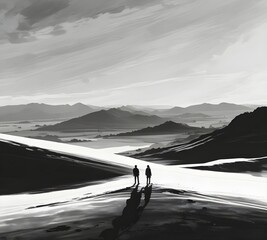 road in mountains. illustration