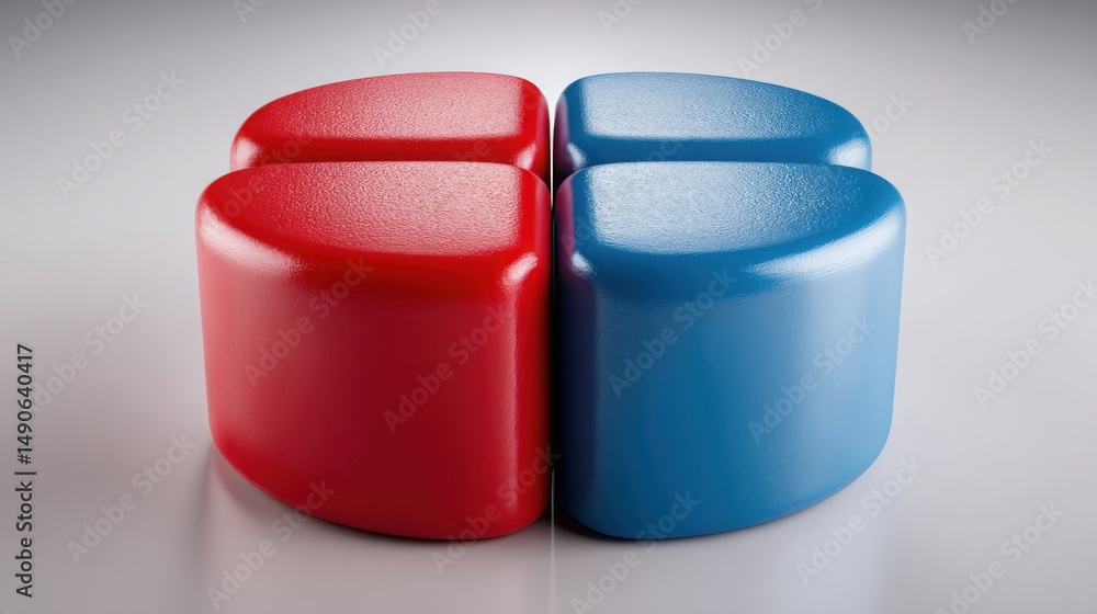 Poster minimalistic design of two stools on a white surface for modern interior decor and space utilization
