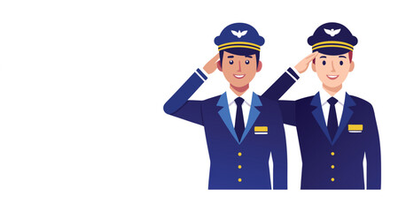 Two smiling pilots in uniform giving a military salute
