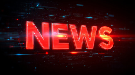 デジタル赤いニュース見出し / Digital red news headline display