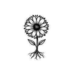 Monochrome floral artwork showcasing stylized botanical elegance and natural roots