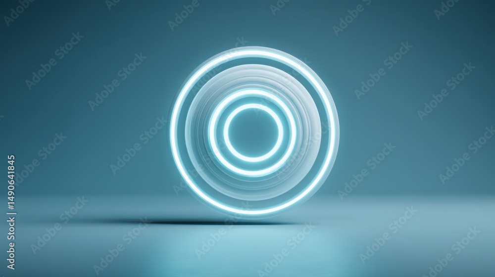 Poster radiant glowing light centered in a deep blue background symbolizing innovation and budget efficienc