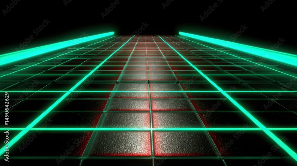 Poster futuristic neon grid design creating a dynamic visual experience with quantum elements for economic 