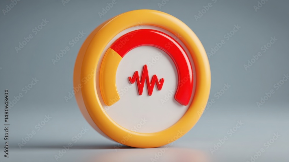 Poster bright red and yellow alarm clock displaying time with vibrant colors on a simple background for att