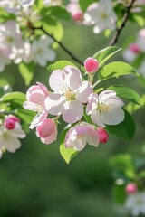 there is a picture of a tree with pink and white flowers