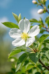 Fototapeta premium there is a white flower that is growing on a tree