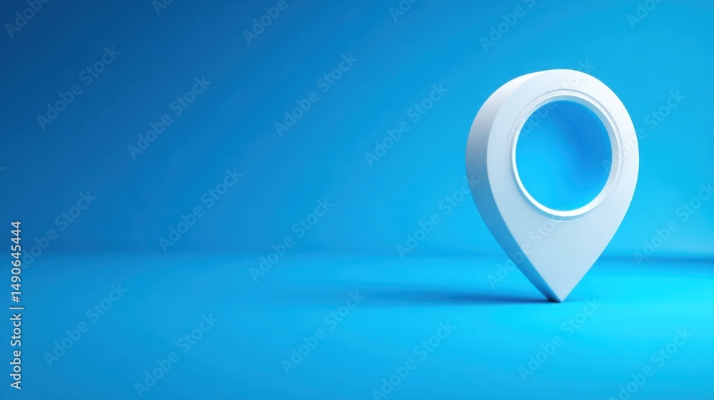 Poster a simple yet striking white marker against a bright blue background creating a bold visual statement
