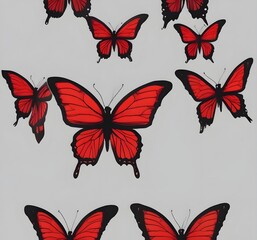 red butterflies on grey background