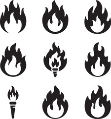 Set of fire icons vector image