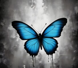blue butterfly on grunge background