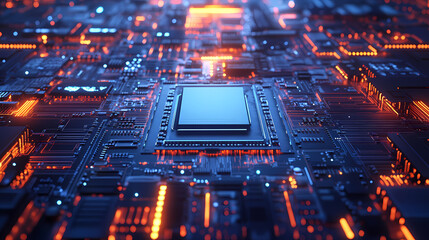 Obraz premium Advanced Microprocessor Chip on Circuit Board