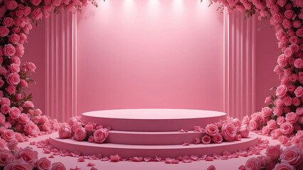 pink rose stage dreamy captivating product showcases background for product display